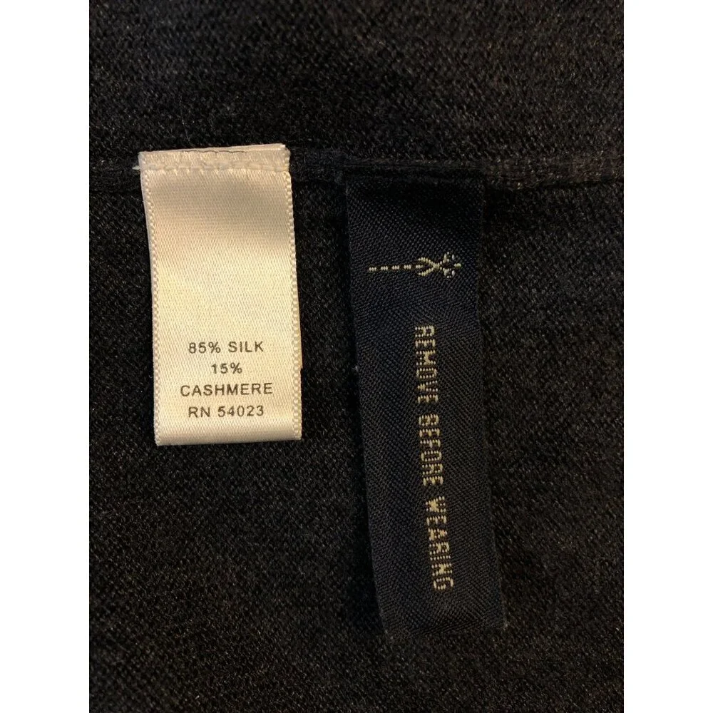 Banana Republic Silk Cashmere V-Neck Dark Gray Knit Sweater Size M